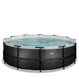 EXIT Black Leather Round Pool - 15ft x 48in (12V Sand Filter)