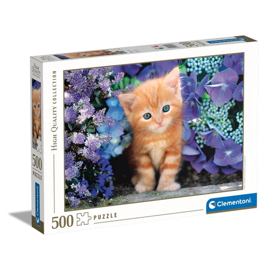 Ginger Cat In Flowers 500 Piece Jigsaw Puzzle