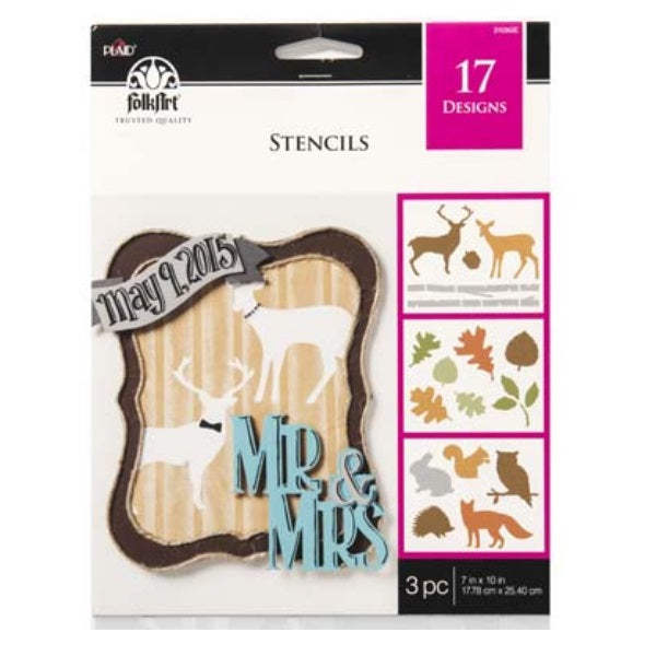 Stencil 3pk 7x10" Forest
