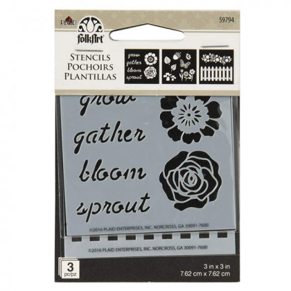 F/A Stencil 3pc 3x3in Garden