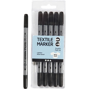 Textile Markers Black - 6 Pack
