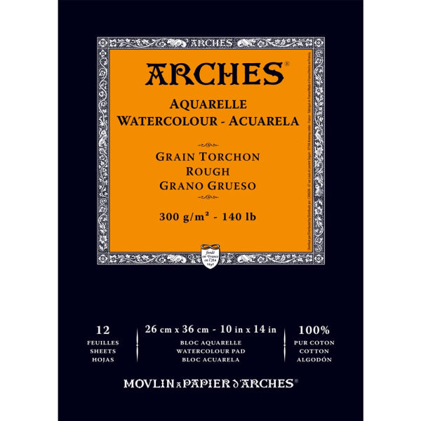 Arches Gummed Pad - 140lb/300gsm 14" x 10" - Rough 12 sheets