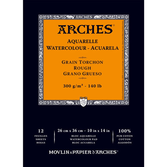 Arches Gummed Pad - 140lb/300gsm 14" x 10" - Rough 12 sheets