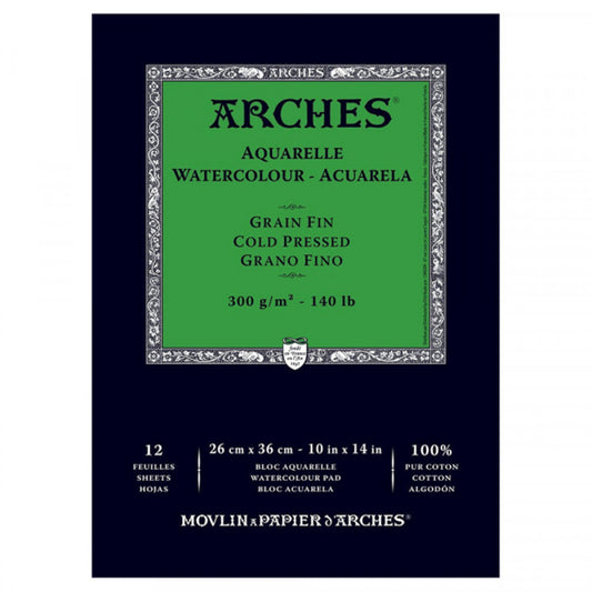 Arches Gummed Pad - 140lb/300gsm 10" x 14" - NOT 12 sheets