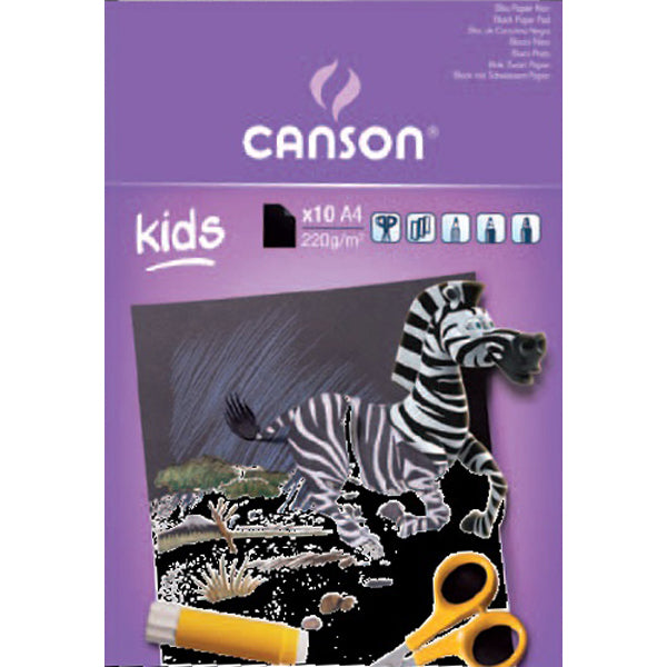 CANSON BLACK PAPER PAD A4 220GSM 10 SHTS
