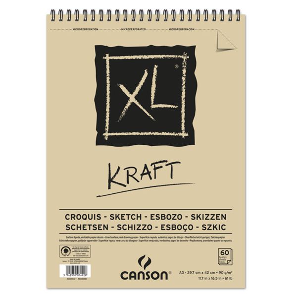 CANSON XL KRAFT SPIRAL PAD A3 60SHTS