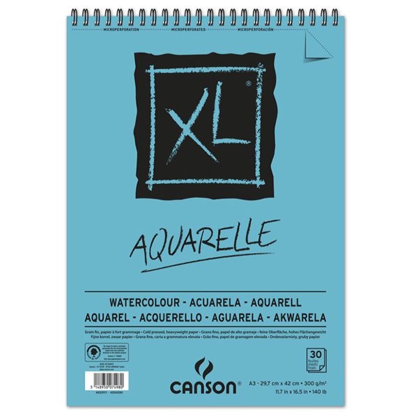 CANSON XL W/COL SPIRAL PAD A3 300GSM