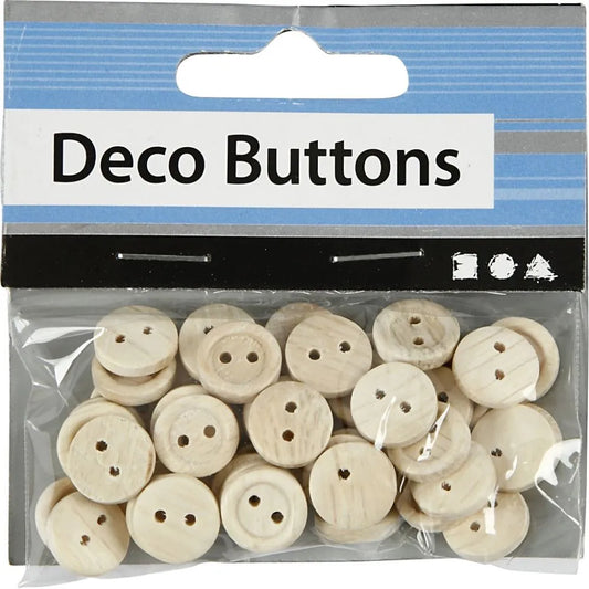 Wooden Buttons, D: 11 mm, 50 pcs