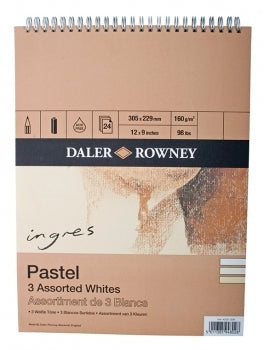 INGRES 3 PASTEL WHITES SPIRAL 9X6" 160G 24SH