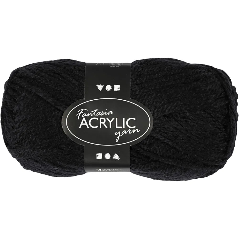 Creativ Fantasy Acrylic Yarn - Black (50g)