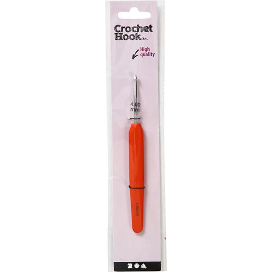 Crochet Hook, orange, no. 4, L: 13,3 cm, 1 pc