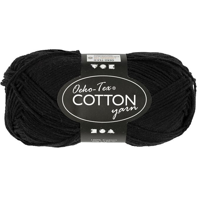 Cotton Yarn, black, no. 8/4, L: 170 m, 50 g/ 1 ball