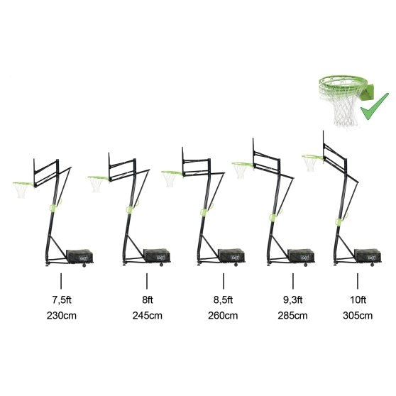 EXIT Galaxy Portable Basketball Backboard - Green/Black (with Dunk rim)