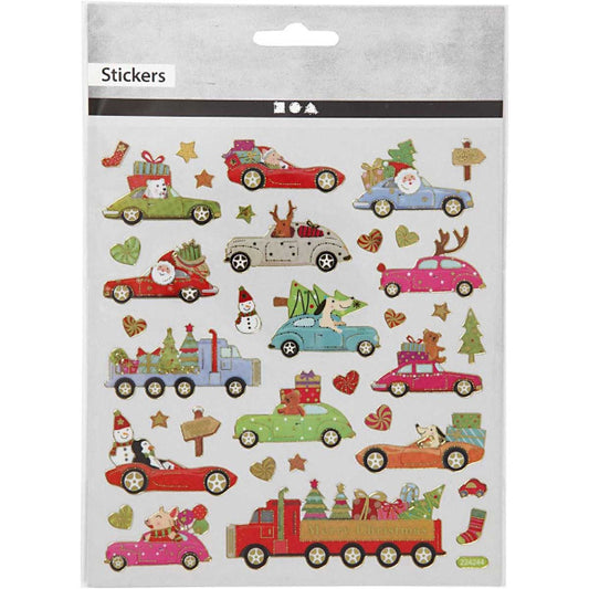 Stickers, driving home for Christmas, 15x16,5 cm,