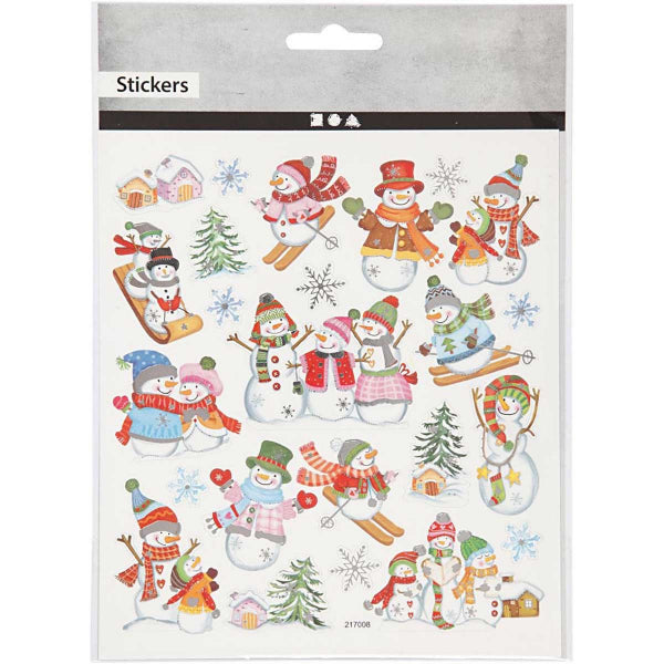 Glitter Stickers Snowmen on Skis