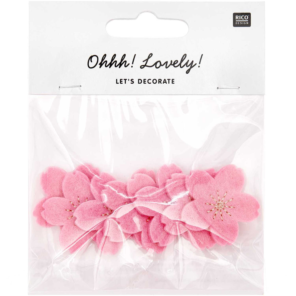 Felt Cherry Blossoms Pink-gold Embroidered (8 pcs)