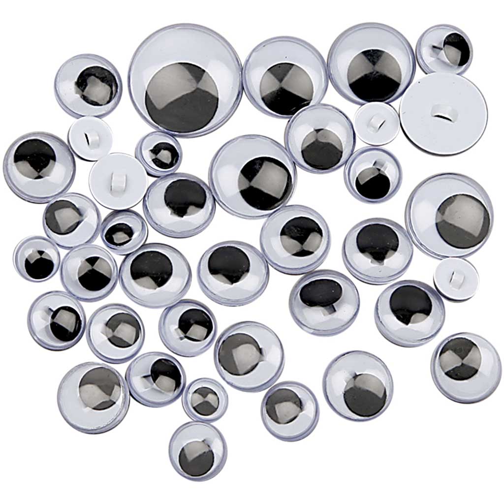 Googly Eyes, D: 8-20 mm, 24 mixed