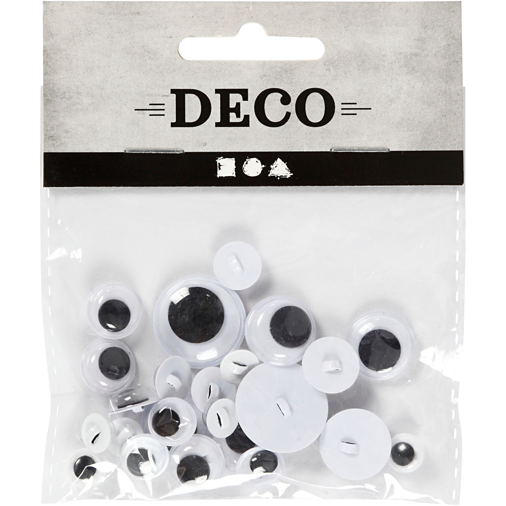 Googly Eyes, D: 8-20 mm, 24 mixed
