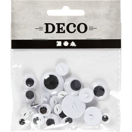 Googly Eyes, D: 8-20 mm, 24 mixed