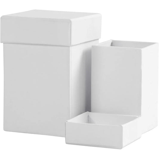 Square boxes, size 4.5+6 cm, H: 7+9 cm, 2 pcs, whi