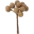 Artificial berries, D: 15 mm, 12 pcs, gold