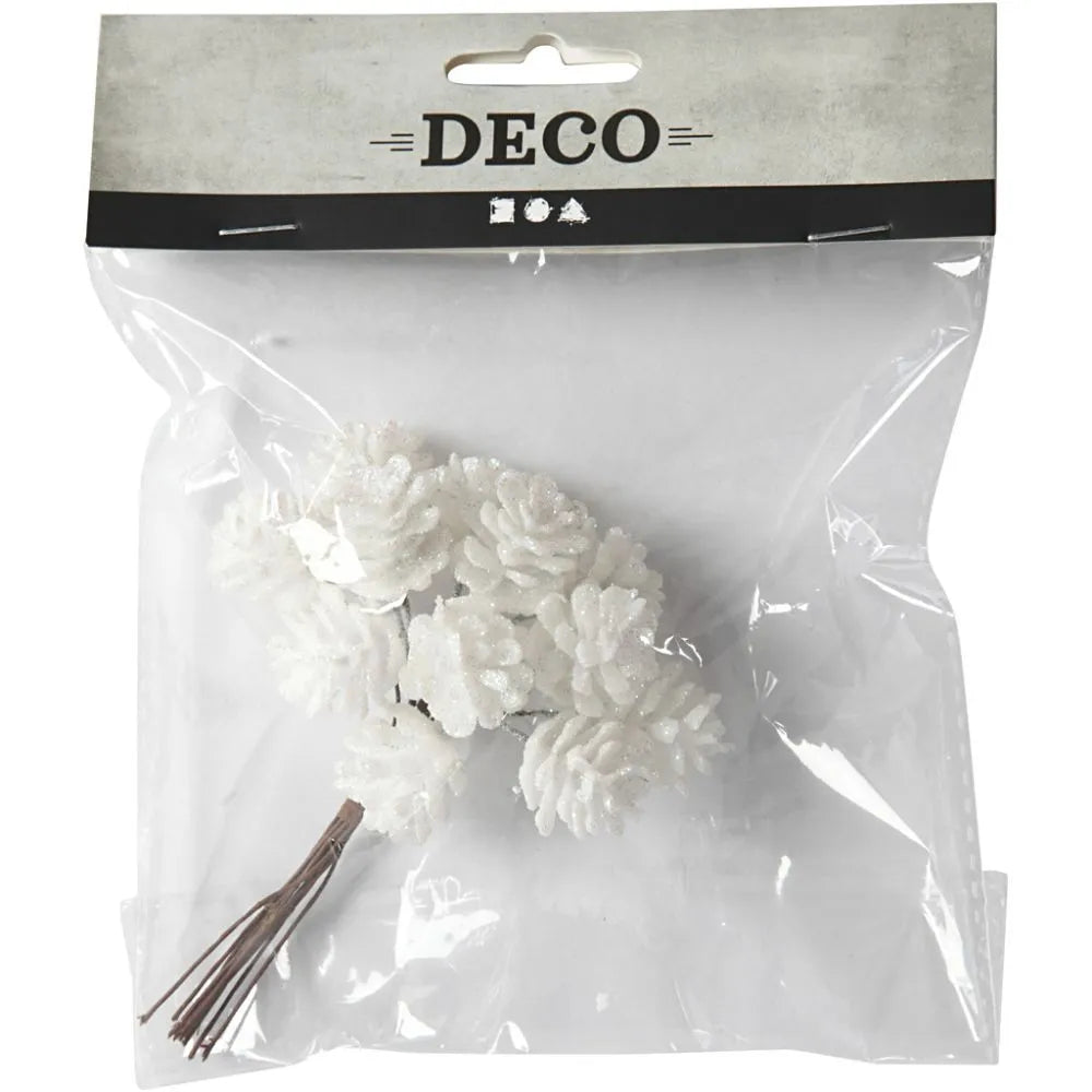 Artificial cones, D: 20 mm, 12 pcs, white