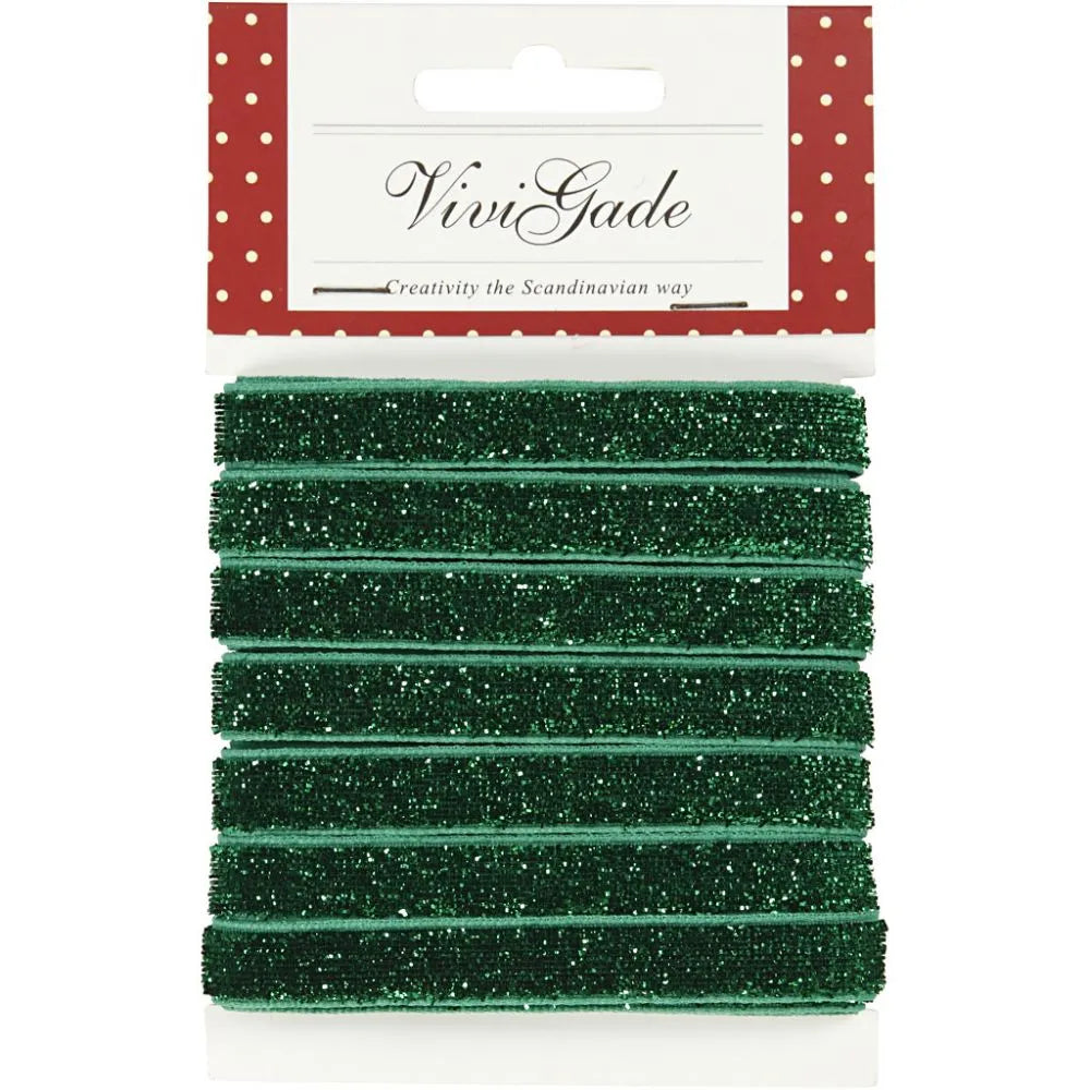 Decorative Ribbon, green, W: 10 mm, 5 m/ 1 roll