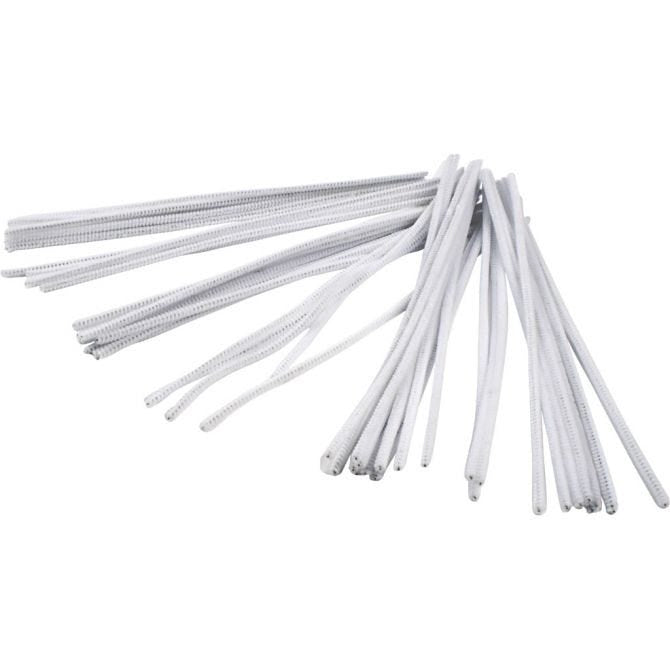 Pipe Cleaners Thickness 6mm L: 30cm - White (50 Pack)