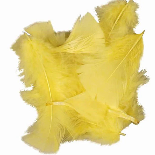 Feathers, yellow, size 7-8 cm, 50 g/ 1 pack