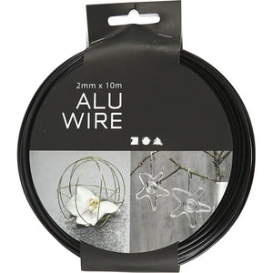 Aluminium Wire, Round, 2 mm, Black