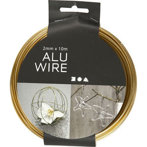 Aluminium Wire, Round, 2 mm, Gold