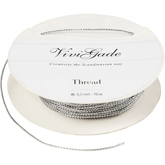 Thread, thickness 0.5 mm, 10 m, silver
