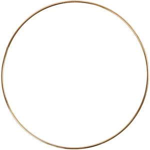Metal Wire Ring, gold, D: 20 cm, thickness 3 mm, 1 pc