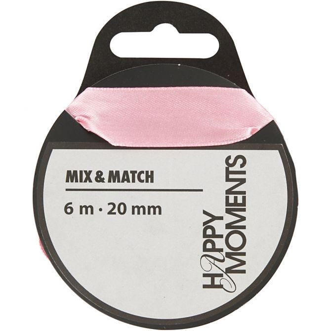 Satin Ribbon W: 20mm 6m Roll - Light Red