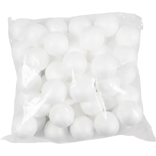 Polystyrene Balls, white, D 5 cm, 50 pc/ 1 pack