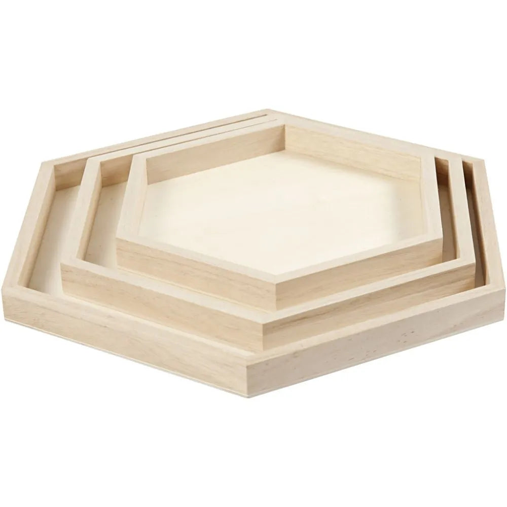 Trays, D: 21+26+31 cm, 3 pcs, paulownia