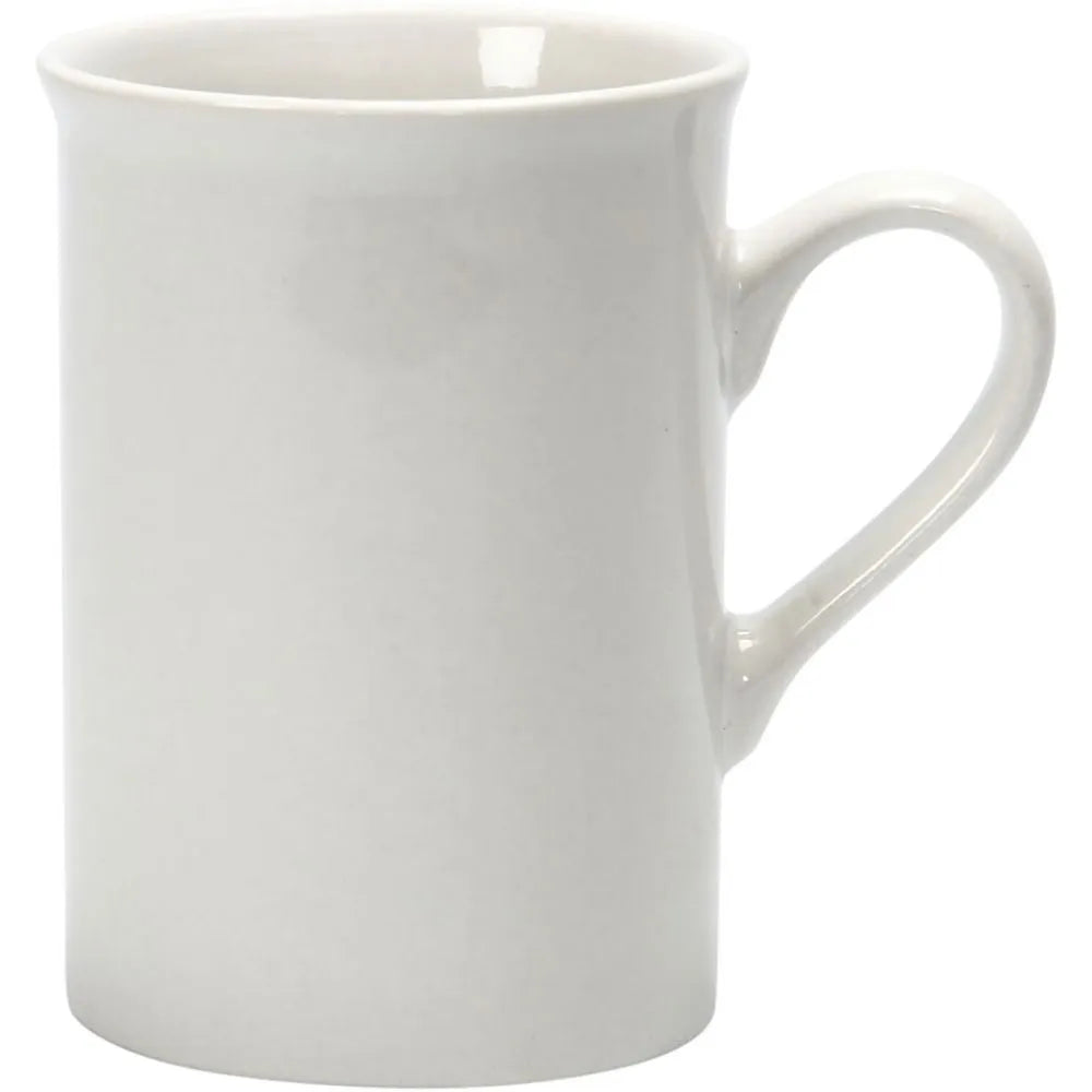 Porcelain Mug, H: 10 cm, D: 6.9-7.4 cm, 1 pc, whit