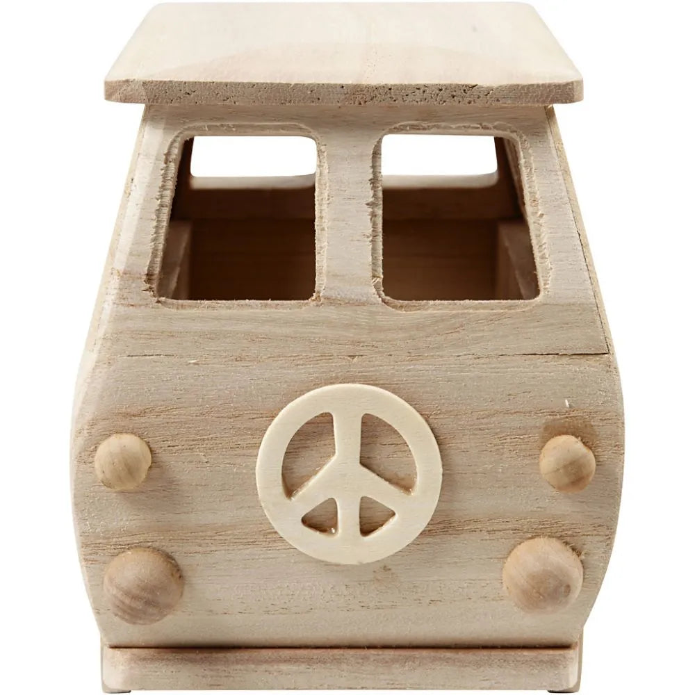 Minibus, size 17x10x13 cm, 1 pc, pine, paulownia