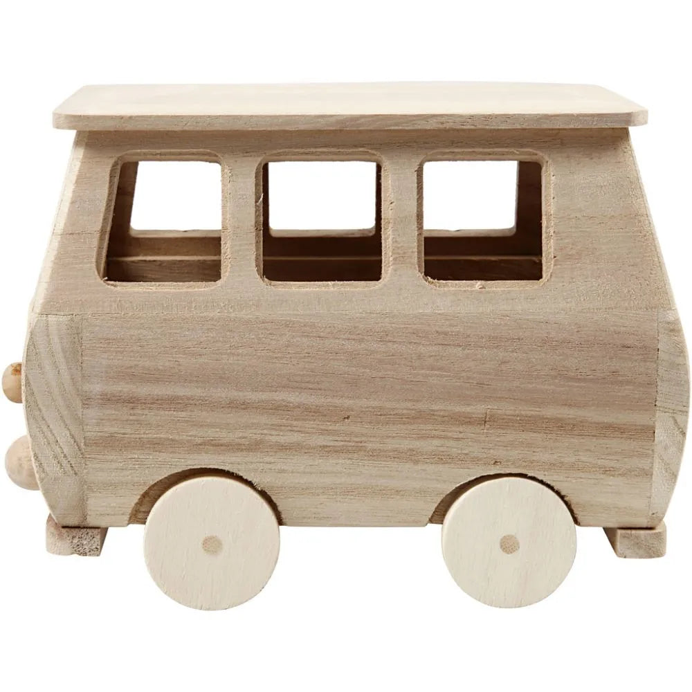 Minibus, size 17x10x13 cm, 1 pc, pine, paulownia