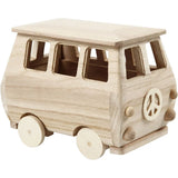 Minibus, size 17x10x13 cm, 1 pc, pine, paulownia