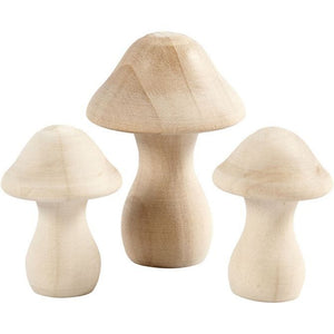 Wooden Mushrooms - 3 Pack