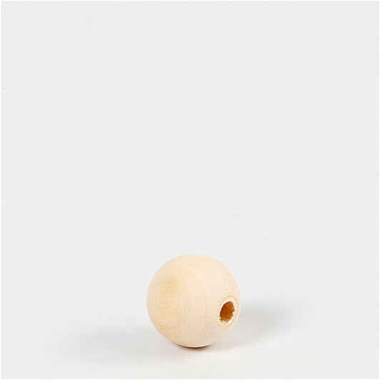 Wooden Bead, D: 15 mm, hole size 3 mm, 20 pcs
