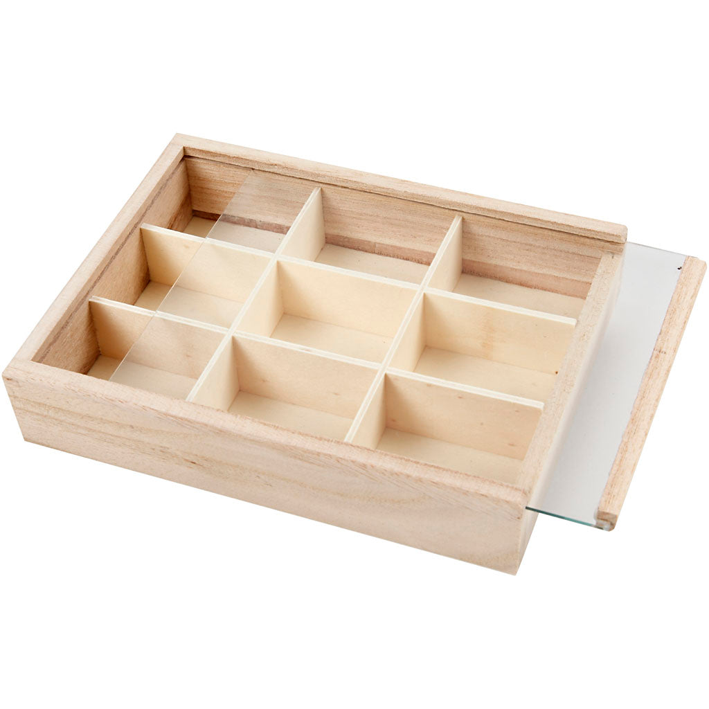 Display box with Glass Sliding Lid, size 17x13 cm
