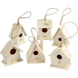Bird House, H: 7 cm, 6 pcs, poplar wood
