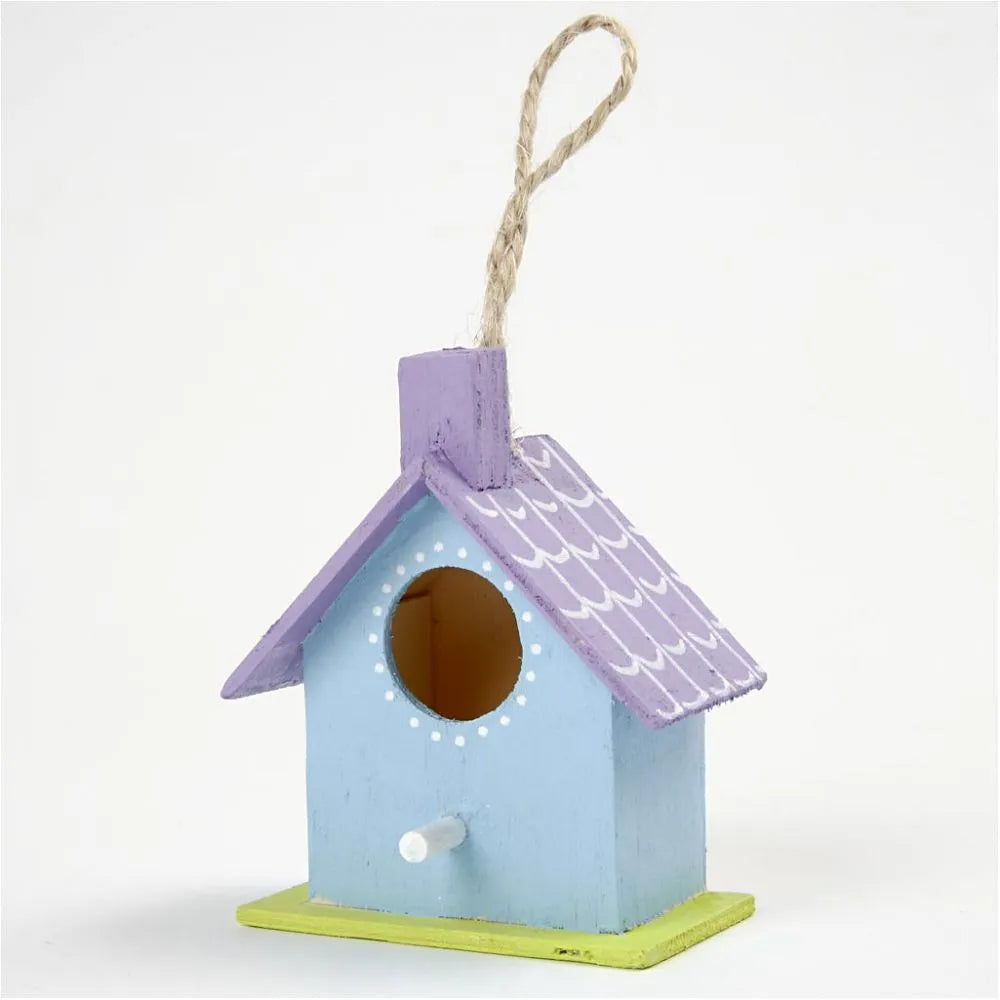 Bird House, H: 7 cm, 6 pcs, poplar wood