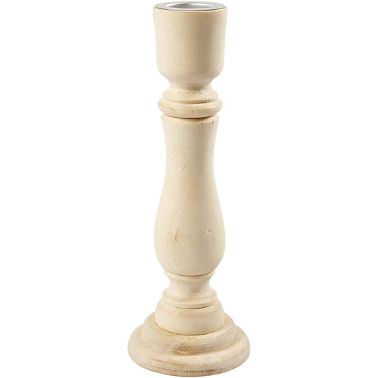 Candle Light Holder, H: 16.5 Cm, 1 Pc, Poplar Wood