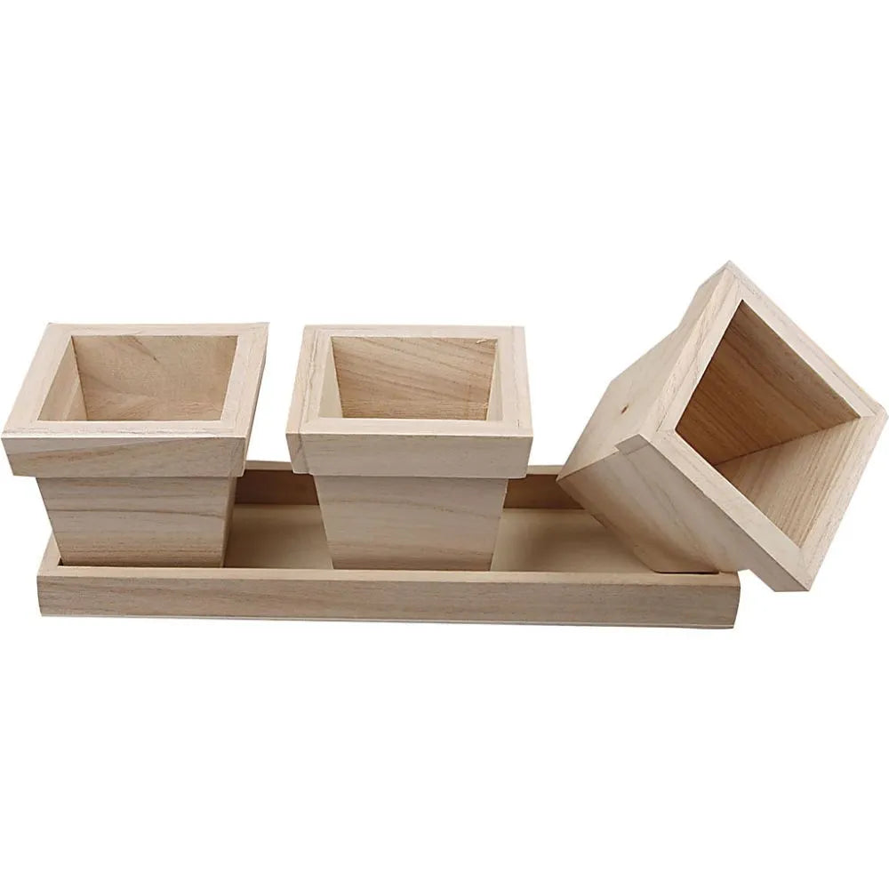 Flower Pot Set, size 27x9x9 cm, 1 set, paulownia