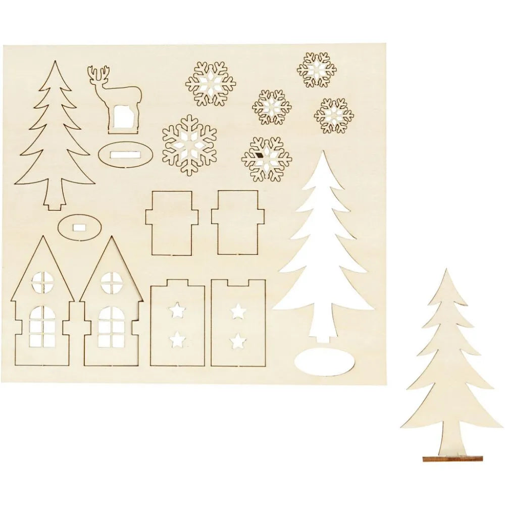Creativ Plywood Christmas Figures - DIY House, Tree, Snowflake, Deer