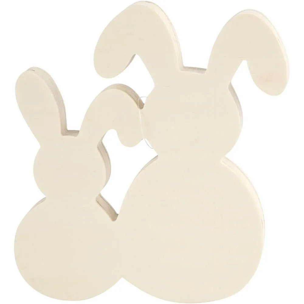 Bunnies, H: 17 cm, W: 16 cm, 1 set, plywood