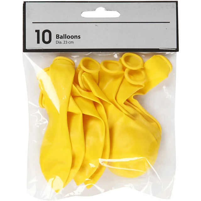 Balloons, D: 23 cm, 10 pcs, yellow